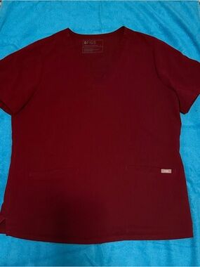 Figs Scrubs Maroon Shirt Large